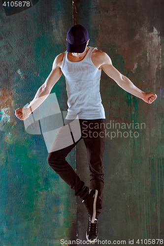 Image of The man dancing hip hop choreography