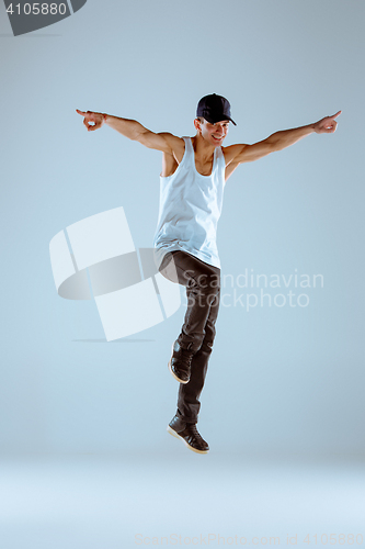 Image of The man dancing hip hop choreography