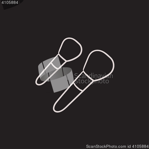 Image of Makeup brushes sketch icon.