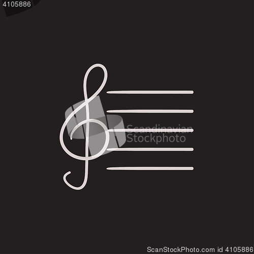 Image of Treble clef sketch icon.