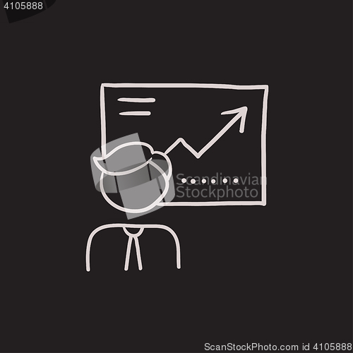 Image of Businessman with infographic sketch icon.