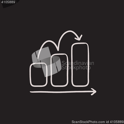 Image of Bar chart upward sketch icon.