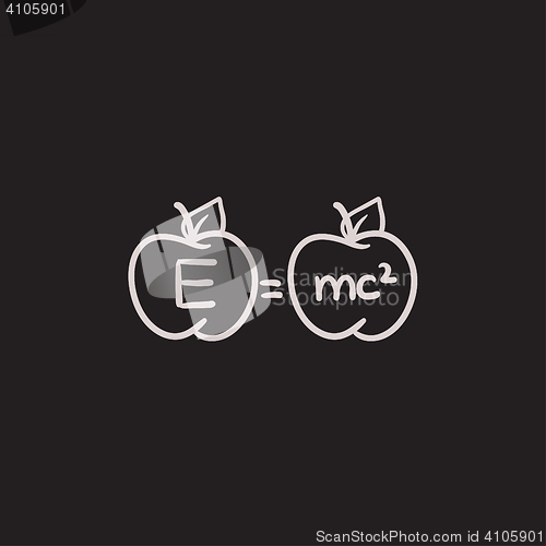 Image of Two apples with formulae sketch icon.