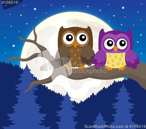 Image of Stylized owls on branch theme image 6