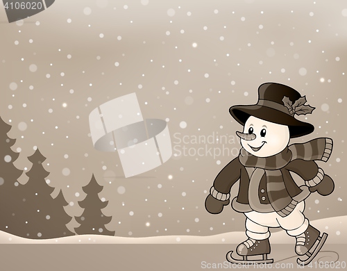 Image of Stylized image with skating snowman