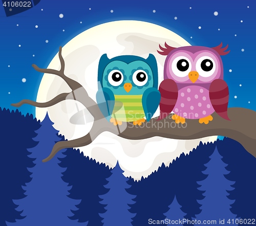 Image of Stylized owls on branch theme image 3