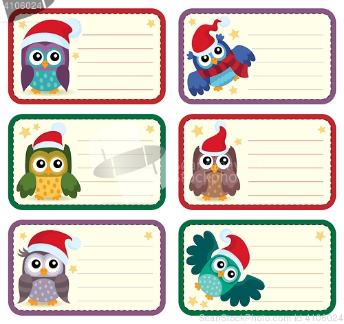 Image of Christmas tags with owls theme 1