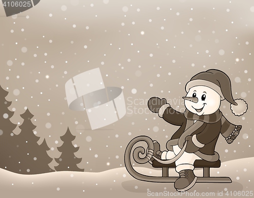 Image of Stylized image with snowman on sledge