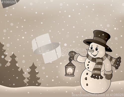 Image of Stylized winter image with snowman 3