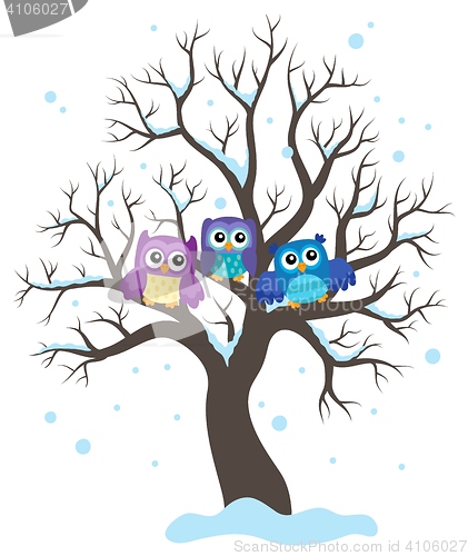 Image of Stylized owls on tree theme image 1