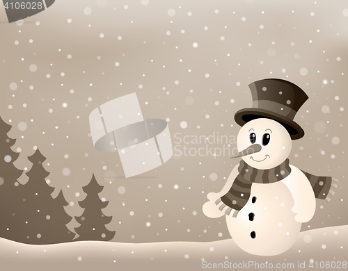 Image of Stylized winter image with snowman 4