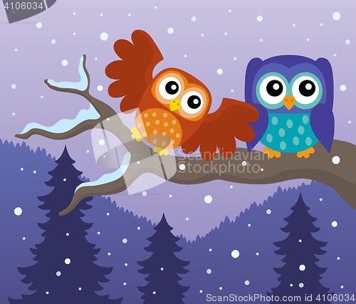Image of Stylized owls on branch theme image 7