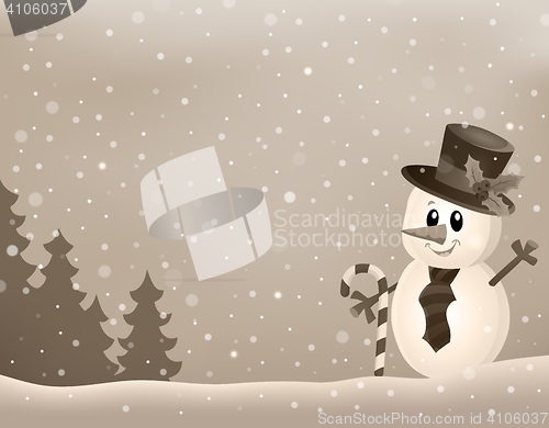 Image of Stylized winter image with snowman 1