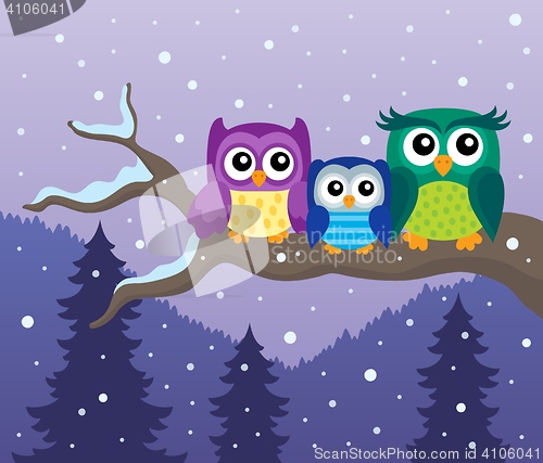 Image of Stylized owls on branch theme image 8