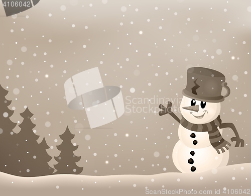 Image of Stylized winter image with snowman 2