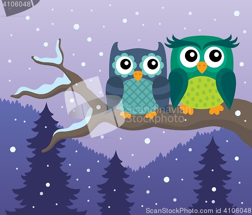Image of Stylized owls on branch theme image 4