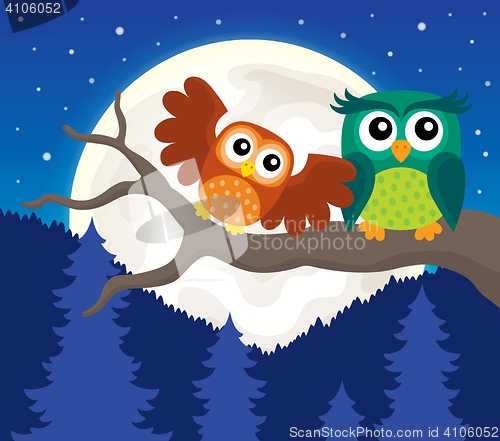 Image of Stylized owls on branch theme image 5