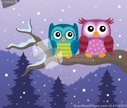 Image of Stylized owls on branch theme image 2