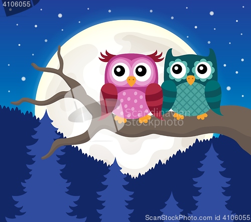 Image of Stylized owls on branch theme image 9