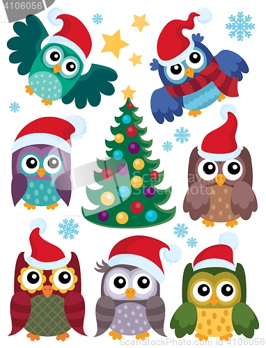 Image of Christmas owls thematic set 1