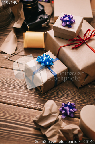 Image of Composition of wrapped presents