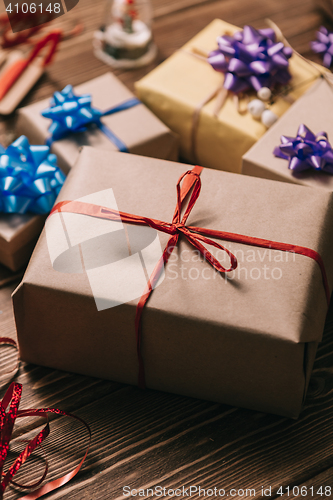 Image of Close up present wrapped in craft paper