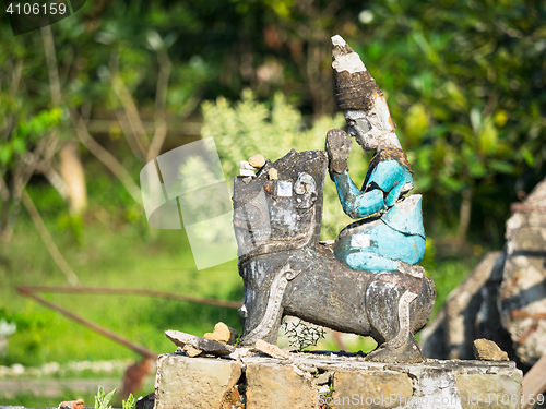 Image of Broken, religious figurine in Mrauk U, Myanmar