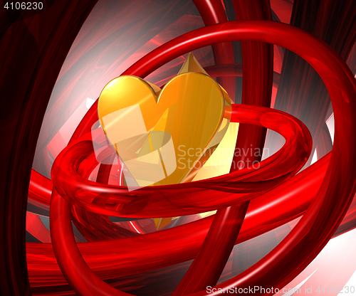 Image of heart symbol in abstract futuristic space - 3d rendering
