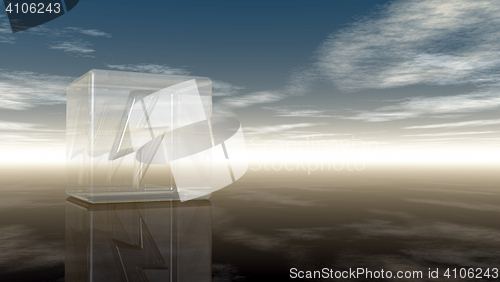 Image of flash symbol in glass cube under cloudy sky - 3d rendering