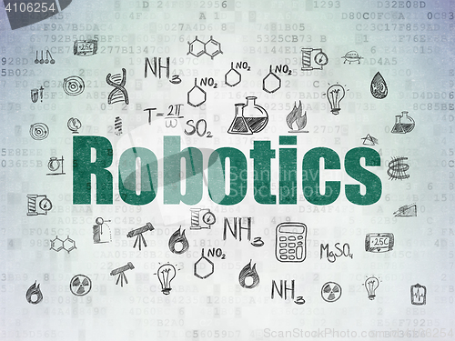 Image of Science concept: Robotics on Digital Data Paper background