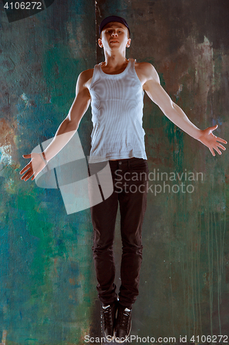 Image of The man dancing hip hop choreography