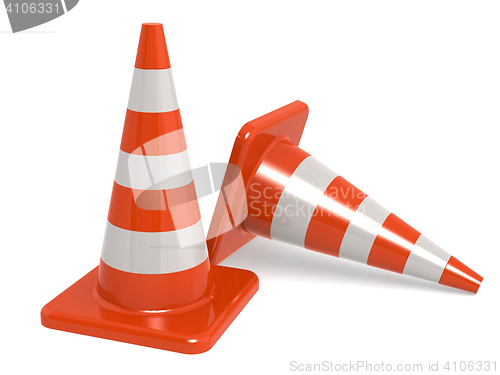 Image of Traffic cones isolated on white