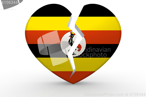 Image of Broken white heart shape with Uganda flag
