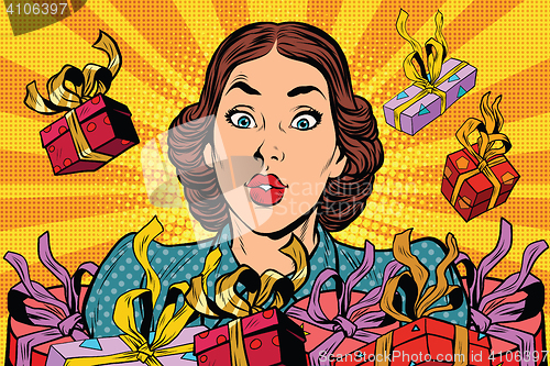 Image of Beautiful retro girl and holiday sales