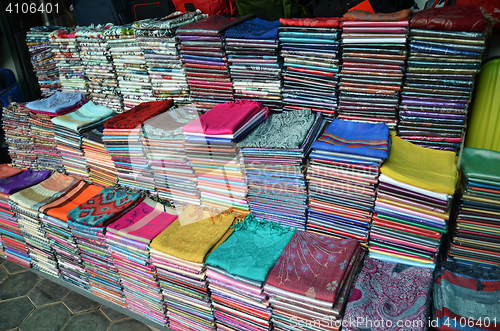 Image of Khmer cloths for sale at a market