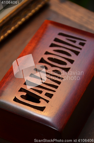 Image of Cambodia on wooden box