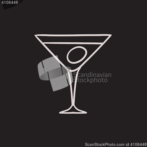 Image of Cocktail glass sketch icon.