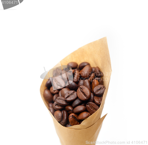 Image of espresso coffee beans on a paper cone