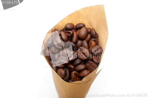 Image of espresso coffee beans on a paper cone