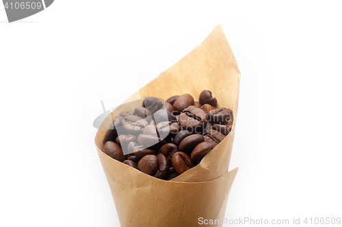 Image of espresso coffee beans on a paper cone