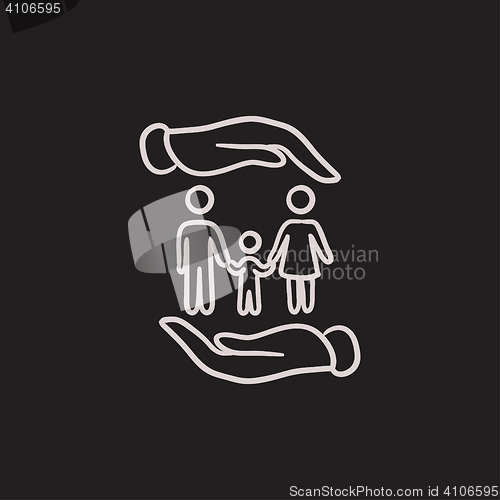 Image of Family and hands sketch icon.