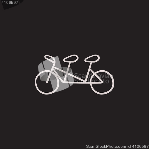 Image of Tandem bike sketch icon.