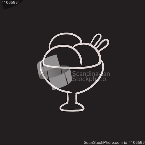 Image of Cup of an ice cream sketch icon.