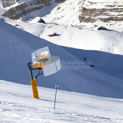 Image of Ski slope with snowmaking on winter resort