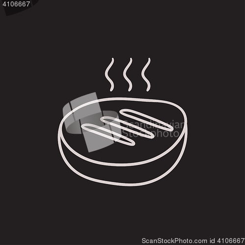 Image of Grilled steak sketch icon.