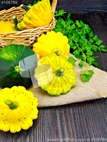 Image of Squash fresh with parsley on dark board