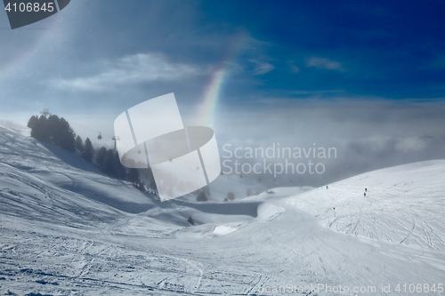 Image of Skiing slopes, majestic Alpine landscape