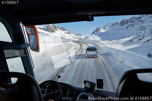 Image of Driving bus in snow storm