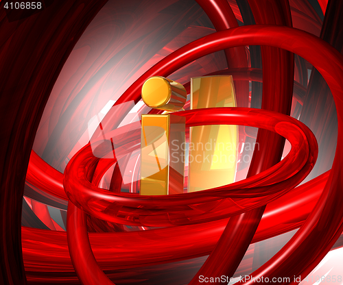 Image of golden letter i in abstract futuristic space - 3d illustration