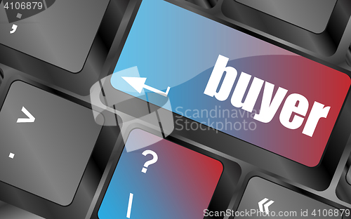Image of buyer button on keyboard key - business concept, vector, keyboard keys, keyboard button